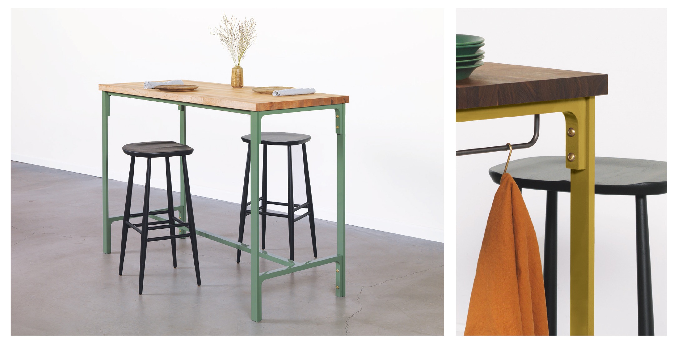 Bar Table and Stools - Green